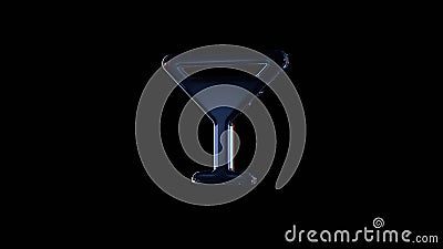 3d rendering glass symbol of glass martini isolated on black with reflection Stock Photo