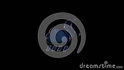 3d rendering glass symbol of rainy cloud moon isolated on black with reflection Stock Photo
