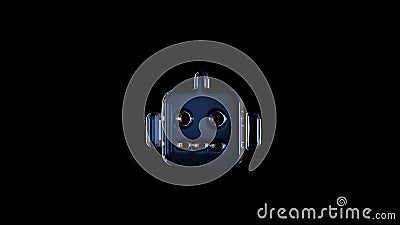 3d rendering glass symbol of robot isolated on black with reflection Stock Photo