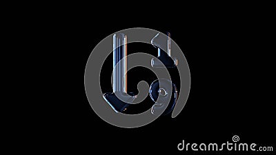 3d rendering glass symbol of sort numeric down isolated on black with reflection Stock Photo