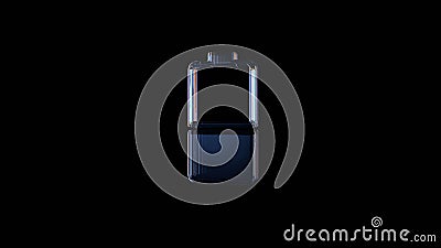3d rendering glass vertical symbol of half charged battery isolated on black with reflection Stock Photo