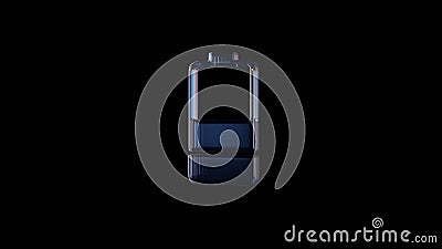 3d rendering glass vertical symbol of half charged battery isolated on black with reflection Stock Photo