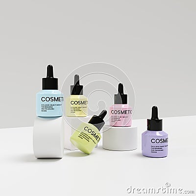 3D rendering glossy cosmetic bottle mockup Stock Photo