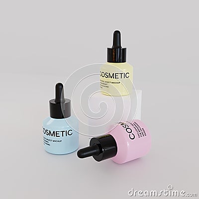 3D rendering glossy cosmetic bottle mockup Stock Photo