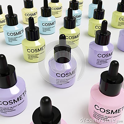 3D rendering glossy cosmetic bottle mockup Stock Photo