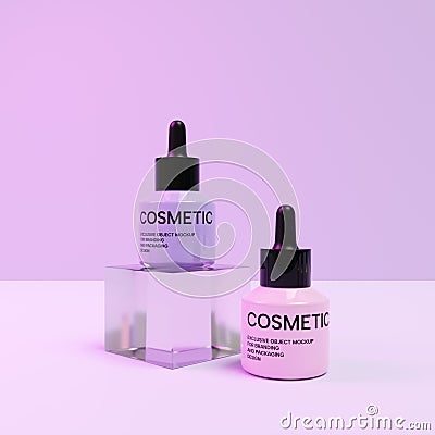 3D rendering glossy cosmetic bottle mockup Stock Photo