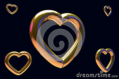 3D rendering of glossy hearts Stock Photo