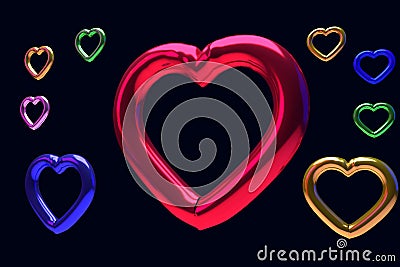 3D rendering of glossy hearts Stock Photo