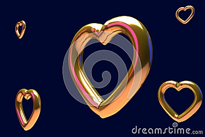 3D rendering of glossy hearts Stock Photo