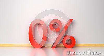 3d rendering Glossy zero percent sign isolated in room minimal. Percentage, discount concept business. Zero percent symbols Stock Photo