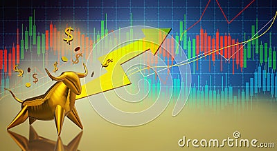 3d rendering gold bull for business content Stock Photo