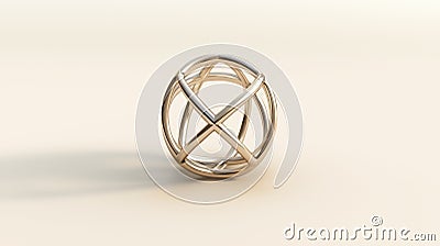 A 3D rendering of a gold-colored sphere with a cross-like pattern inside. Stock Photo