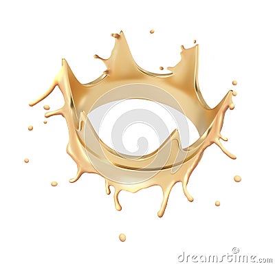 3d rendering of golden crown splashing isolated on white background Stock Photo