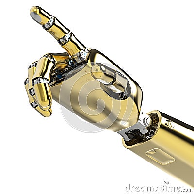 Robotic hand finger point isolated Stock Photo