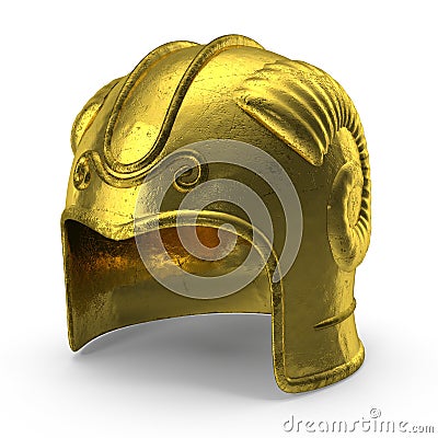 3D rendering of golden scythian helmet. Stock Photo