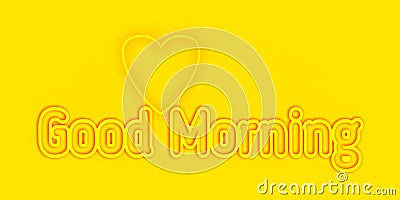 3d rendering good morning text isolated on yellow Stock Photo