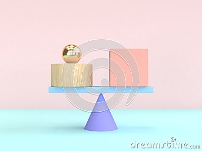 Gravity concept abstract geometric shape pastel colorful 3d rendering Stock Photo