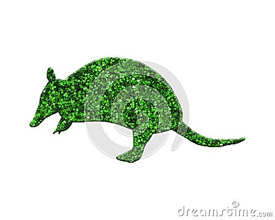 3D rendering of a green armadillo isolated on white background Stock Photo