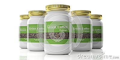 3d rendering green coffee extract bottle Stock Photo