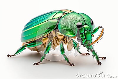 3d rendering of Green June Beetle Bug isolated on transparent background, Generative AI Stock Photo