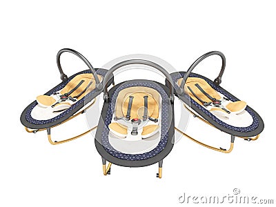 3d rendering group of portable cots for baby white background no shadow Stock Photo