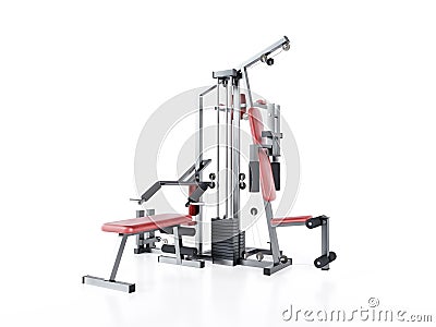 Gym multifunctional workout equipment on white Stock Photo