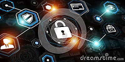 3D rendering hacking technology interface Stock Photo
