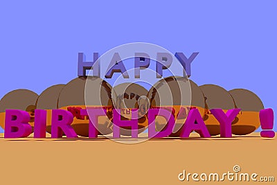 3D rendering of HAPPY BIRTHDAY in colorful 3D characters Stock Photo