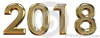 3d rendering. Happy New Year 2018. Gold numbers. Stock Photo