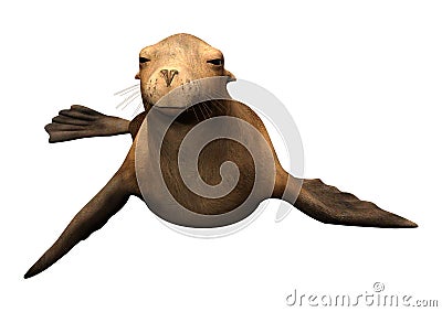 3D Rendering Harbor Seal on White Stock Photo