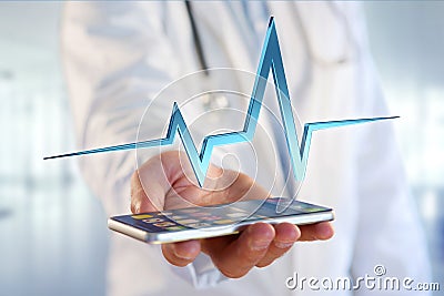 3d rendering heart beat line on a medical background Stock Photo