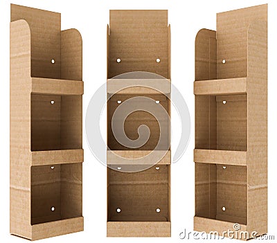 3D rendering - High resolution image pos floor display box template isolated on white background, high quality details of Stock Photo