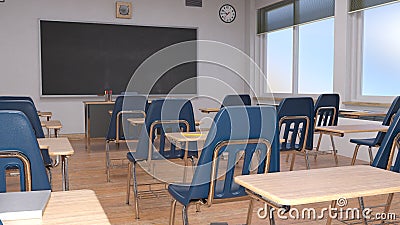 3D Rendering High School Classroom Stock Photo