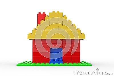 3d rendering of house made with plastic toy blocks Stock Photo