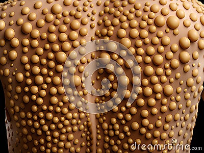 3d rendering of human skin with a hole and pus on it. photo for Trypophobia Stock Photo