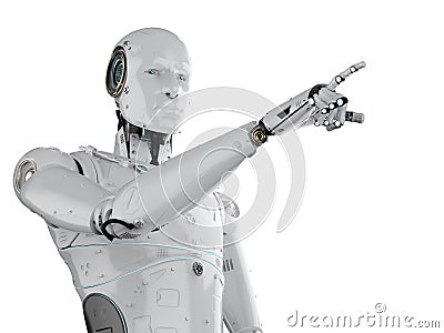 Robot finger point Stock Photo