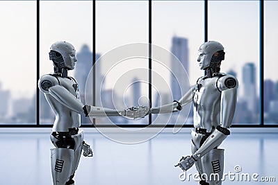 Robot hand shake Stock Photo