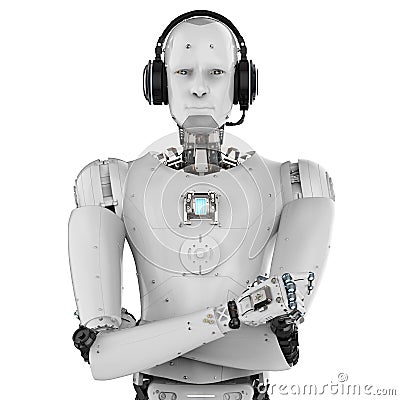 Humanoid robot with headset Stock Photo