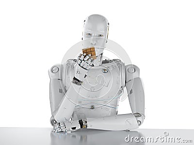 Robot playing cube Stock Photo