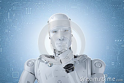 Humanoid robot thinking Stock Photo