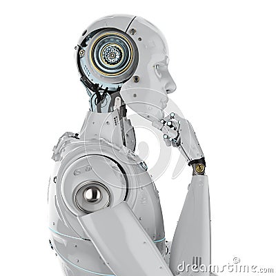 Humanoid robot thinking Stock Photo