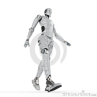 Humanoid robot walk Stock Photo