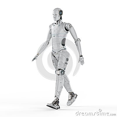 Humanoid robot walk Stock Photo