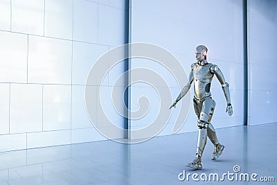 Humanoid robot walk Stock Photo