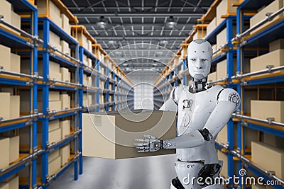 Robots carry boxes Stock Photo