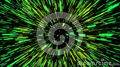 3d rendering hyper jump into another galaxy. Speed of light, neon glowing rays in motion. Computer generated abstract Stock Photo