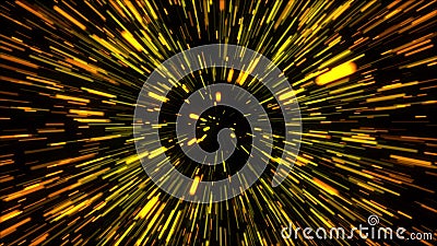 3d rendering hyper jump into another galaxy. Speed of light, neon glowing rays in motion. Computer generated abstract Stock Photo