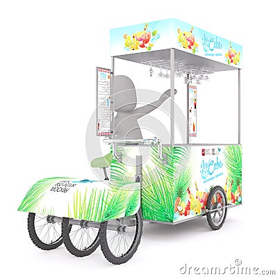 3D rendering of ice cream vendor with cart Stock Photo