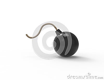 3D rendering of a classic bomb isolated on white background. Cartoon Illustration