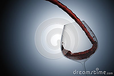 3D rendering : illustration of close up pouring red wine into a wine glass against light drop design background Cartoon Illustration